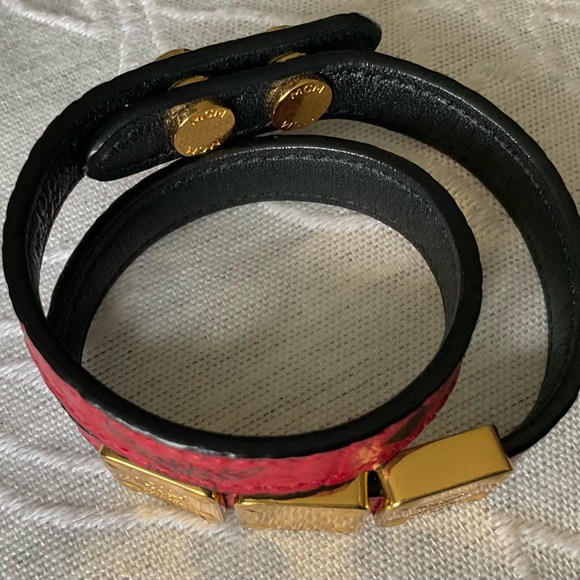 MCM Authentic Red Double Wrap Leather Bracelet - Picture 10 of 13